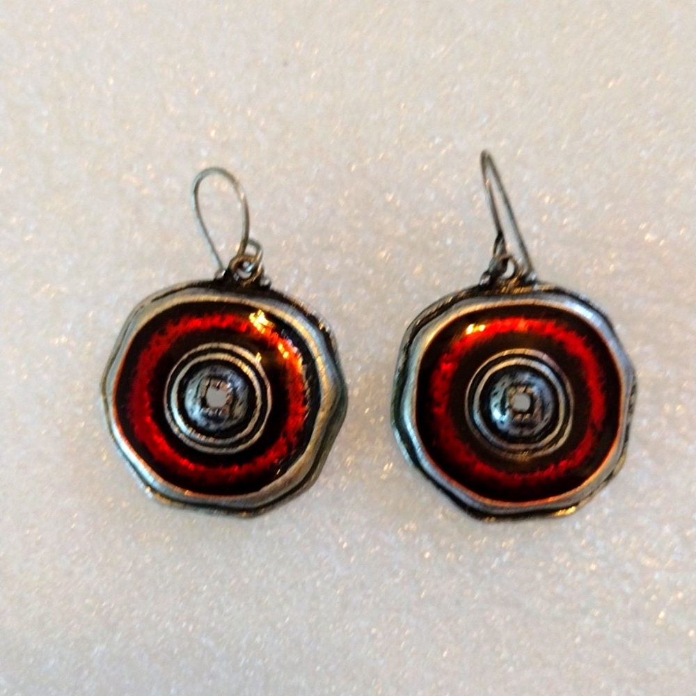 KC red resin earrings.